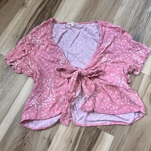 Lottie moss women’s Floral Tie-Front Blouse in Pink size small